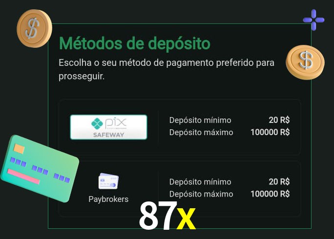 O cassino 87x oferece uma grande variedade de métodos de pagamento